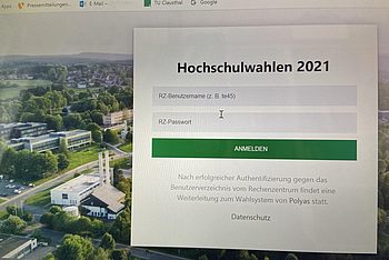 Interface zur Anmeldung für die Hochschulwahlen 2021