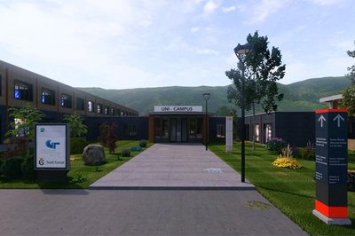Animiertes Bild eines Campus.
