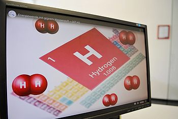 Youtube-Video über Wasserstoff auf einem Monitor